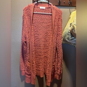 Zenana Outfitters Textured Cardigan Sweater - Coral
